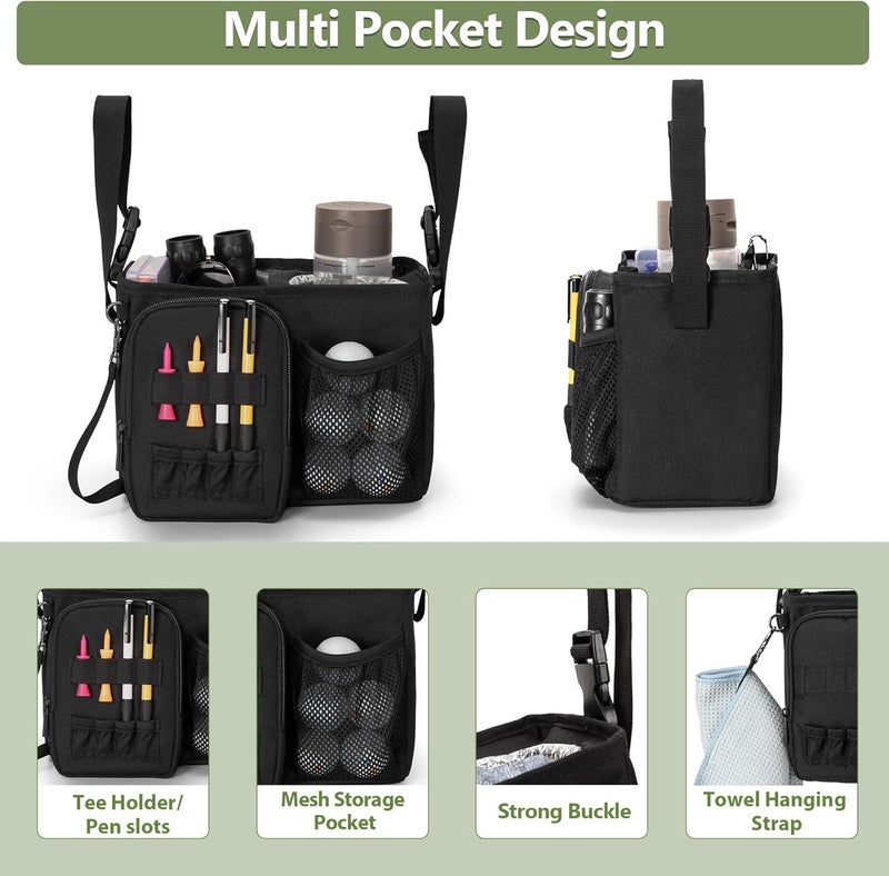 PGmoon Golf Push Cart Organizer Bag with Insulated Cup Holder and Multi-Pockets, Fits Most Carts - Image 3